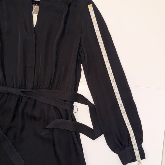 NWT Joie Leonore Shirt Dress Silk Button Down Tie Waist Black Caviar Career sz L - Picture 9 of 16